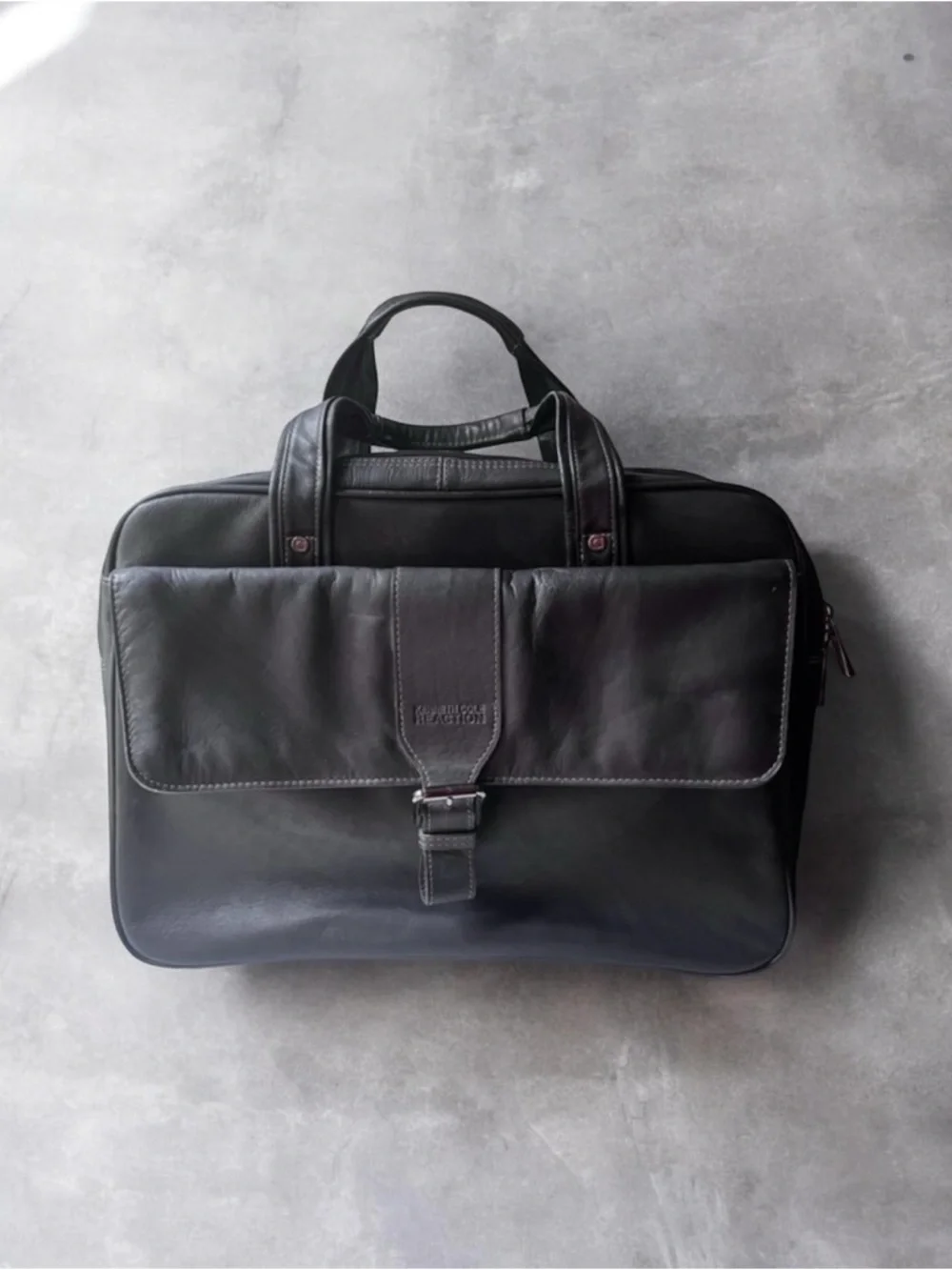 Kenneth Cole Reaction black genuine leather business/laptop bag